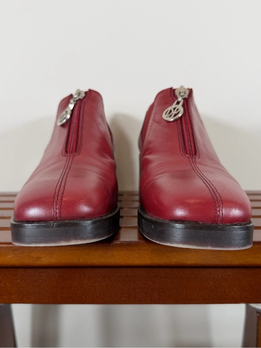 Donald J. Pliner Red Leather Zip Ankle Booties Size 8N